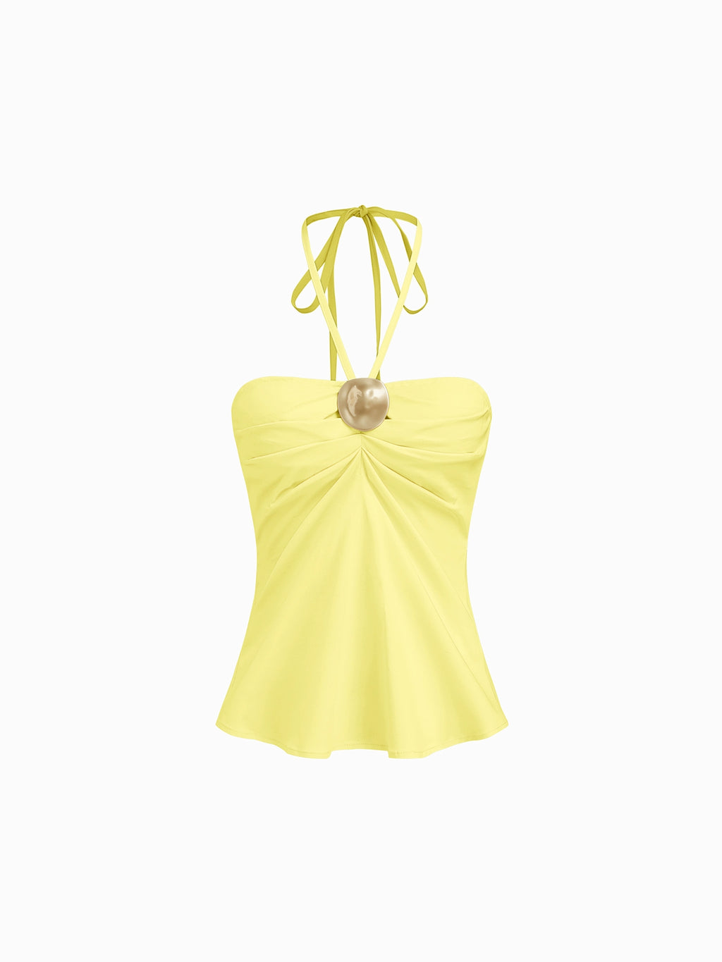 cotton-blend neck camisole pleated design metal-trimmed sleeveless top