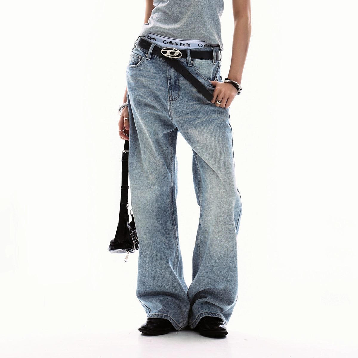 Wash Cleanfit Jeans Men's and Women's Loose American Retro Trendy Casual Straight Pants