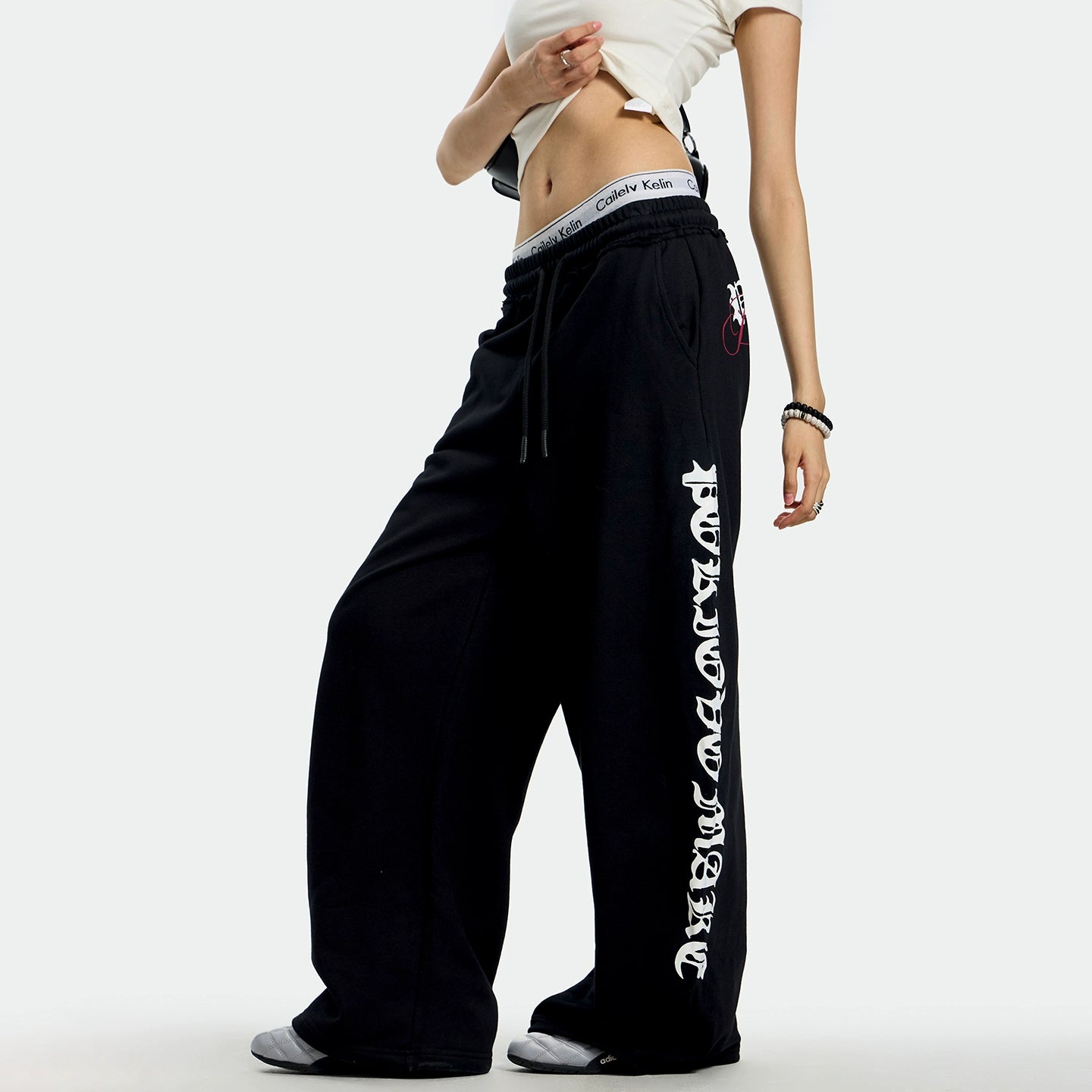 Gothic American trendy brand wide-leg sweatpants for men and women loose drape casual street dance sports pants