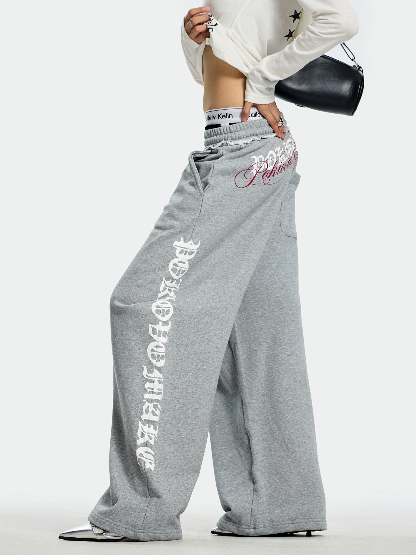 Gothic American trendy brand wide-leg sweatpants for men and women loose drape casual street dance sports pants