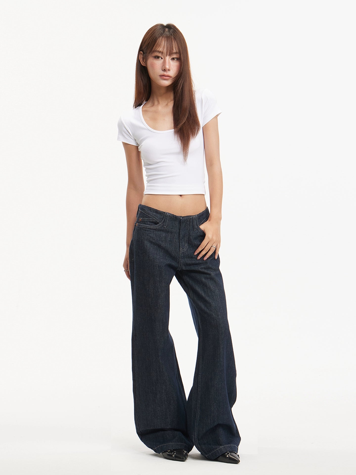 American vintage original cow color low rise straight leg jeans women's cleanfit trousers