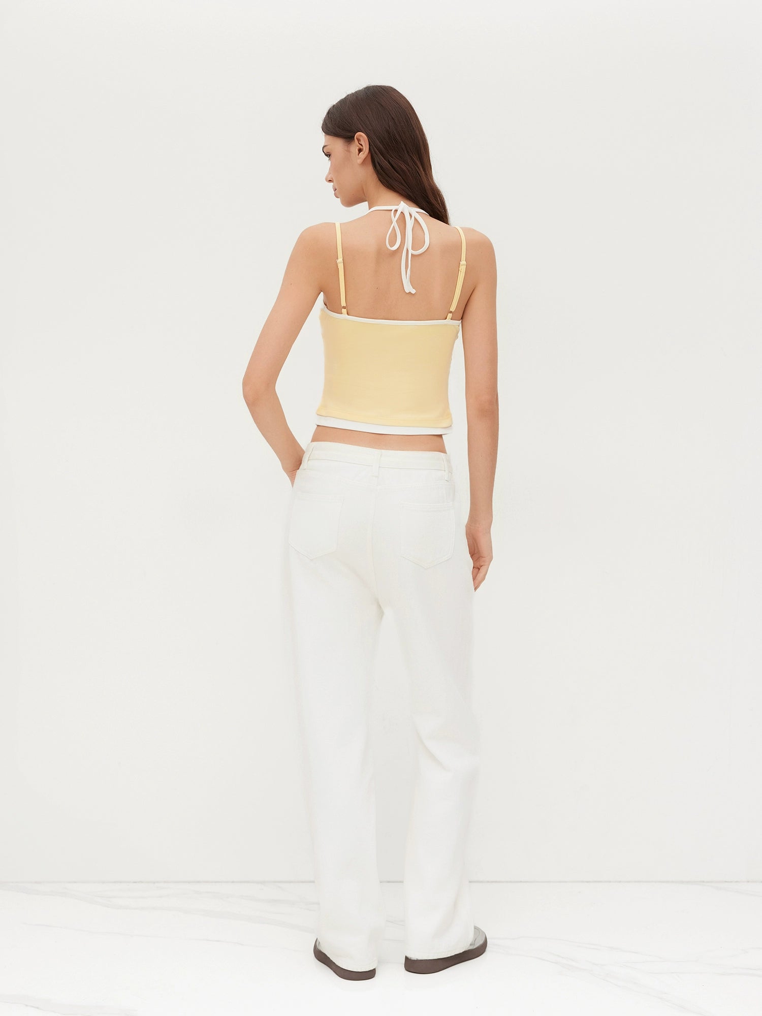 star same genuine cotton-blended halterneck two-tone lace-up suspender bolero