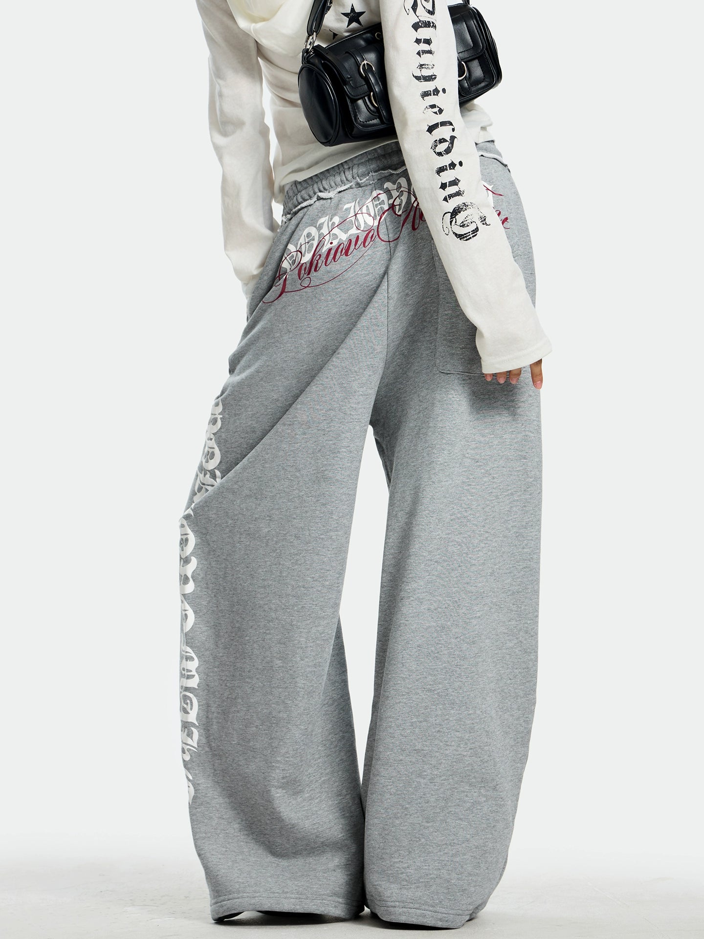 Gothic American trendy brand wide-leg sweatpants for men and women loose drape casual street dance sports pants