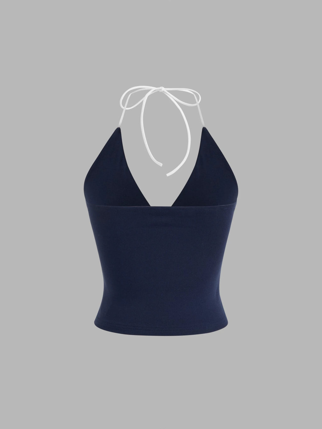 cotton-blend halterneck contrast-trimmed suspender top