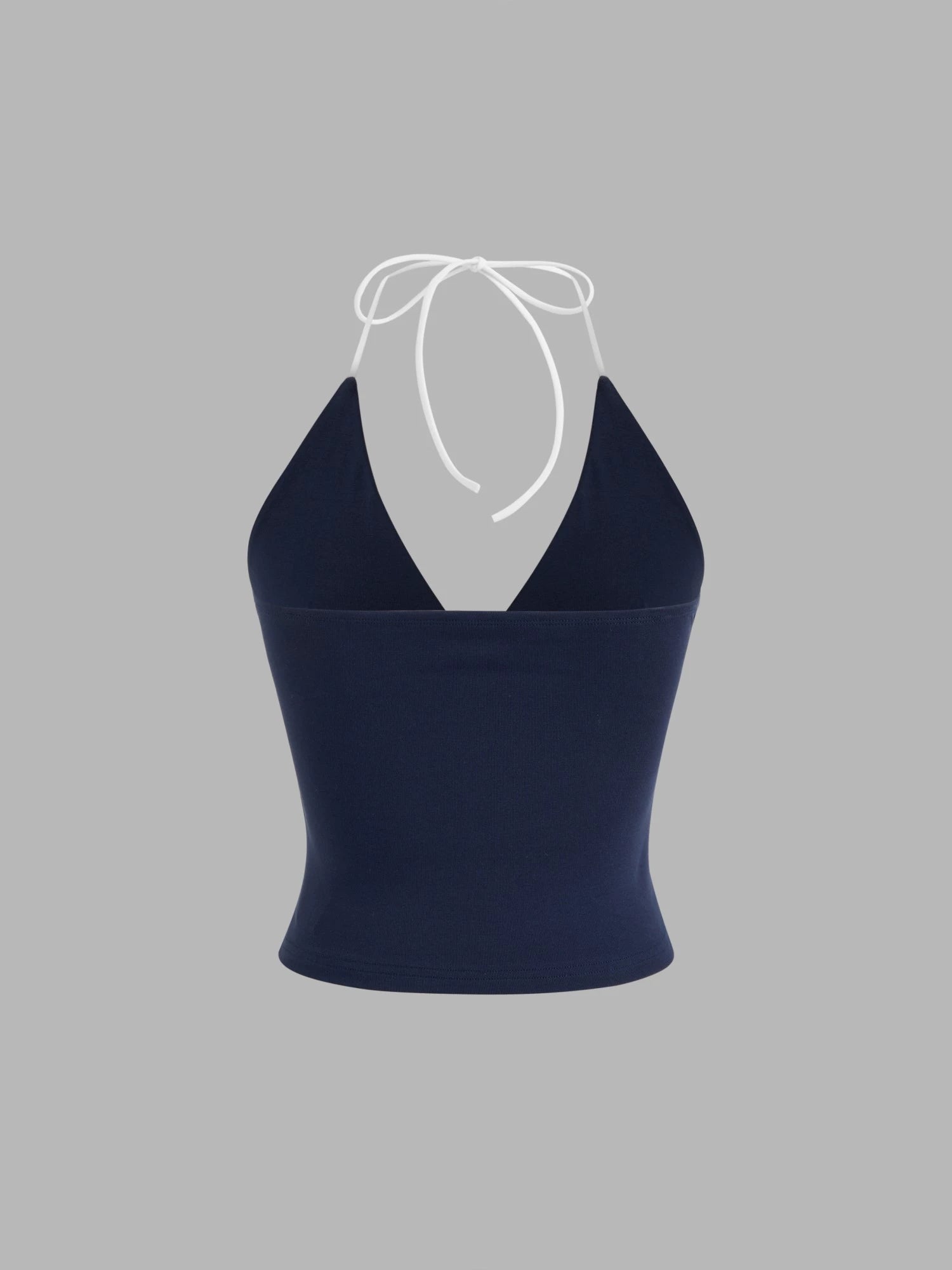cotton-blend halterneck contrast-trimmed suspender top