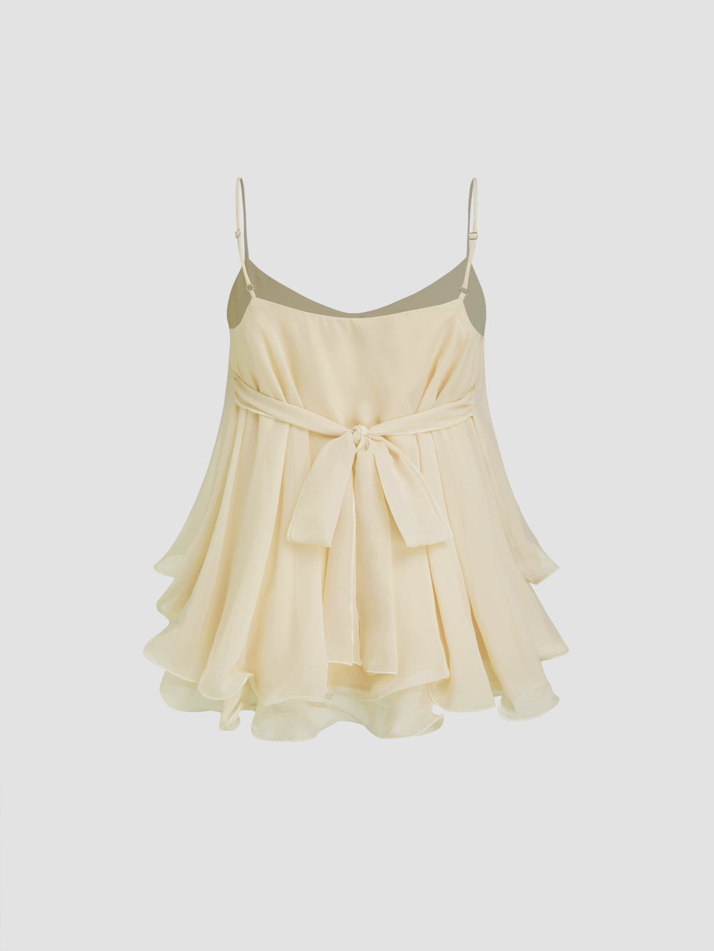 Lace-up Lace-up Ruffled Mesh Tulle Suspender Cropped Top