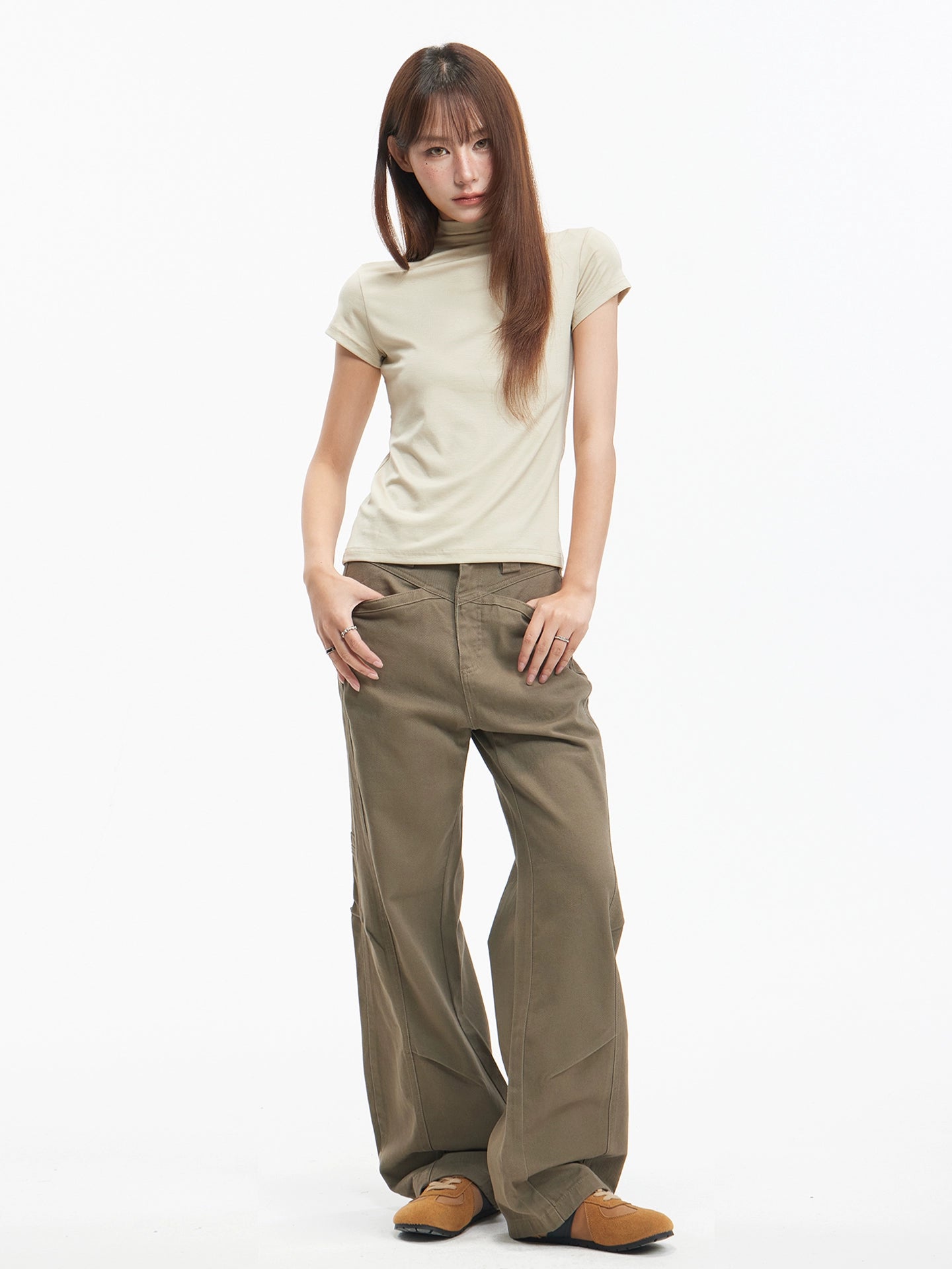 American retro deconstructed versatile casual trousers women's vibe design sense cargo pants