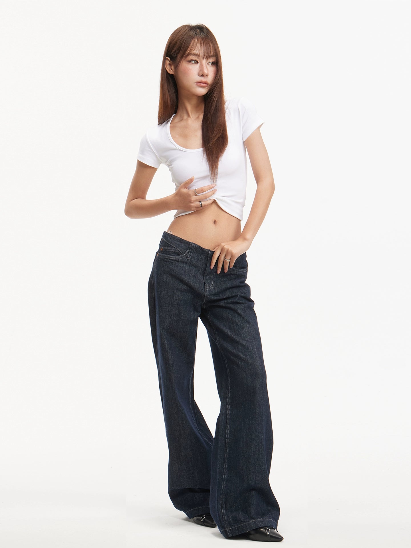 American vintage original cow color low rise straight leg jeans women's cleanfit trousers