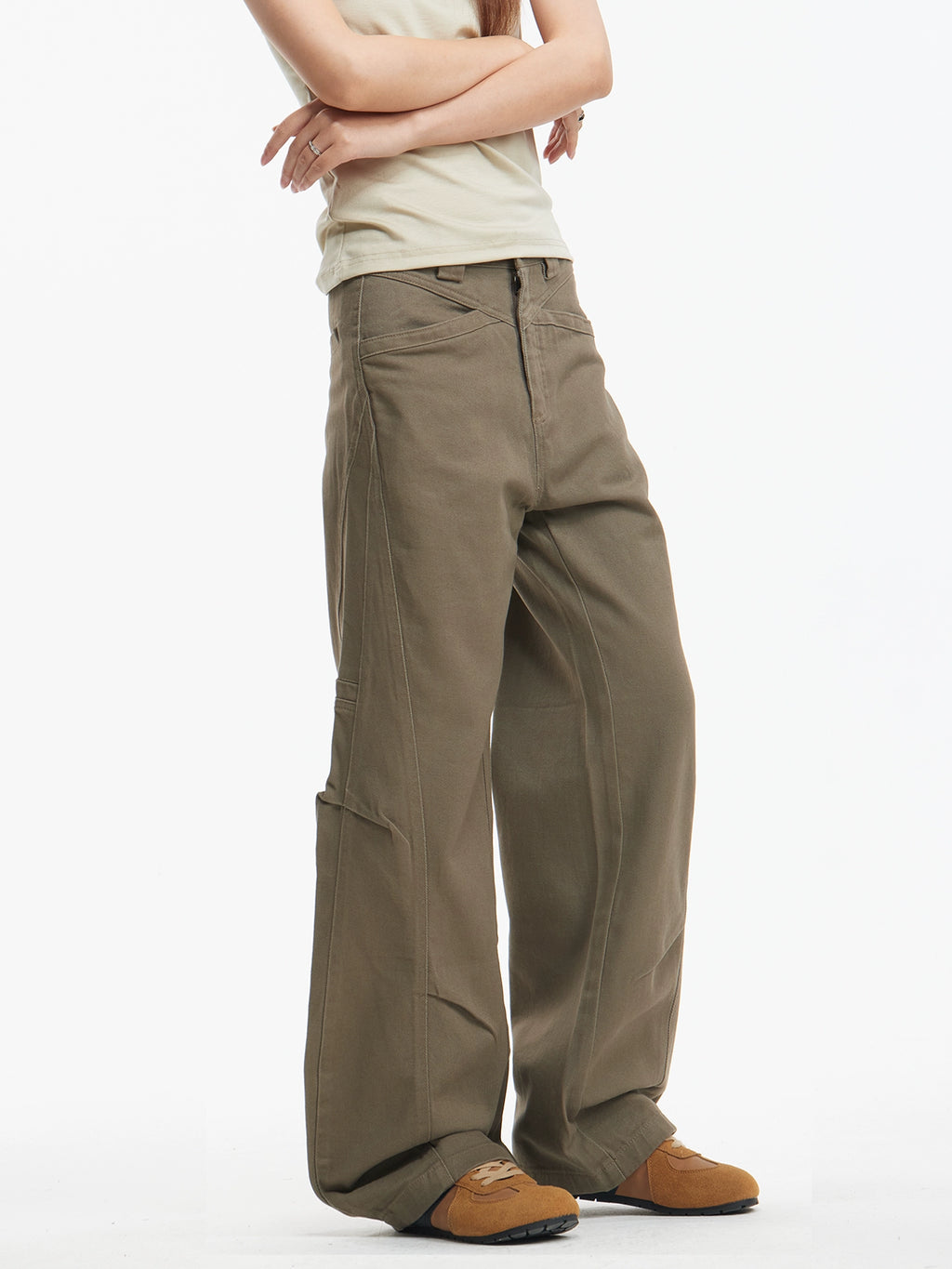 American retro deconstructed versatile casual trousers women's vibe design sense cargo pants