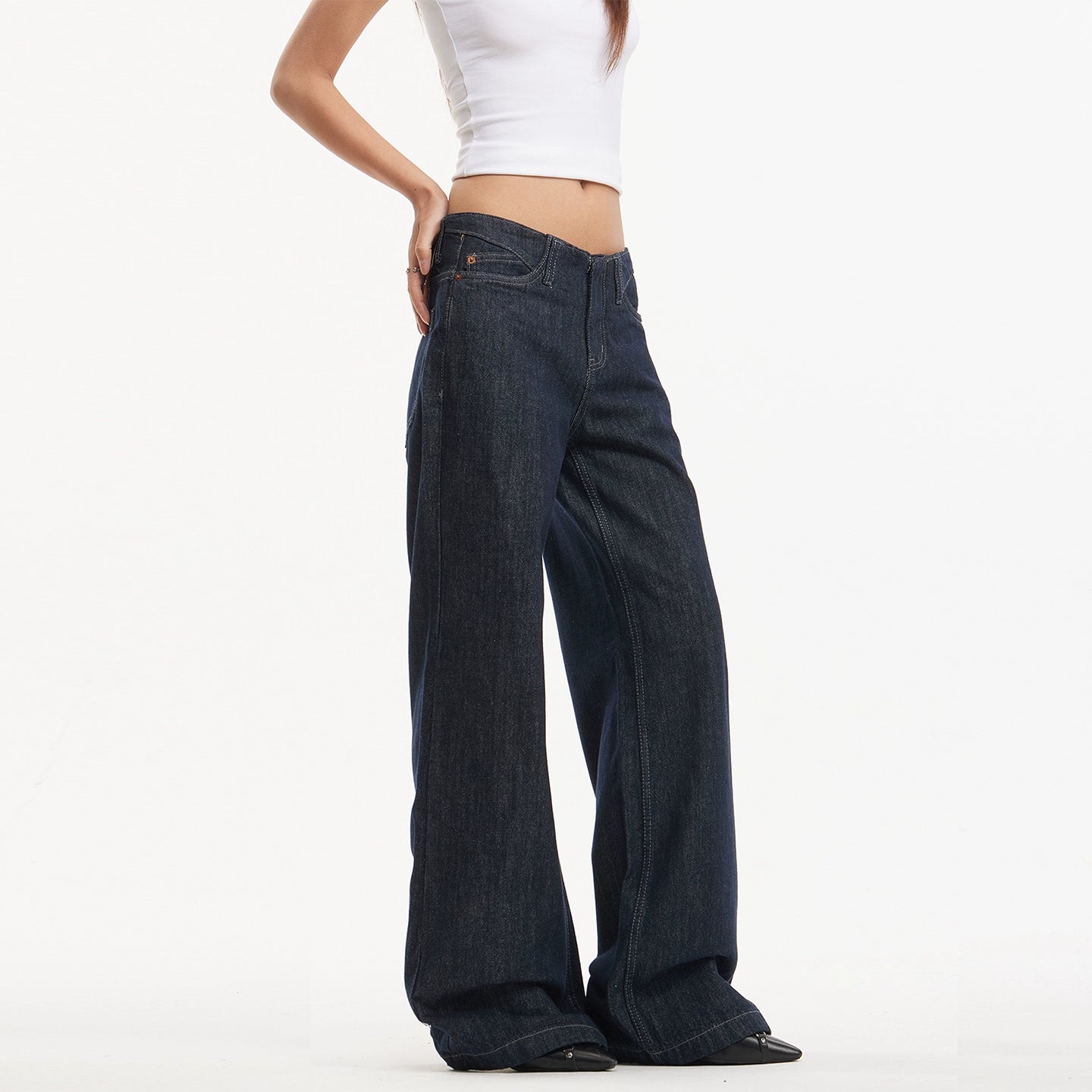 American vintage original cow color low rise straight leg jeans women's cleanfit trousers