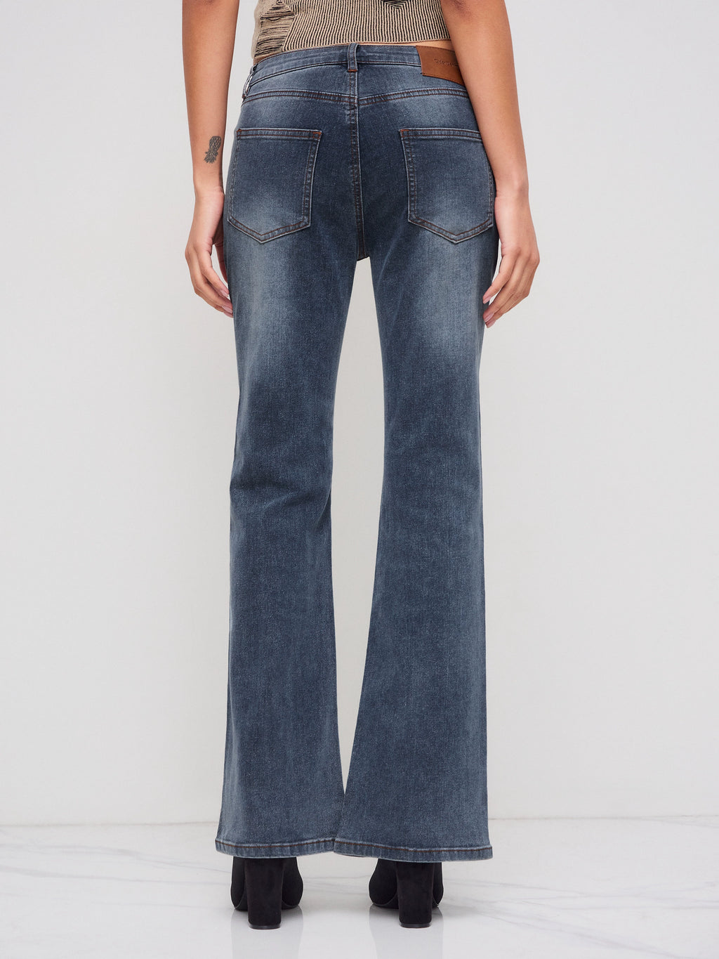 High Stretch Low Rise Slit Flared Jeans