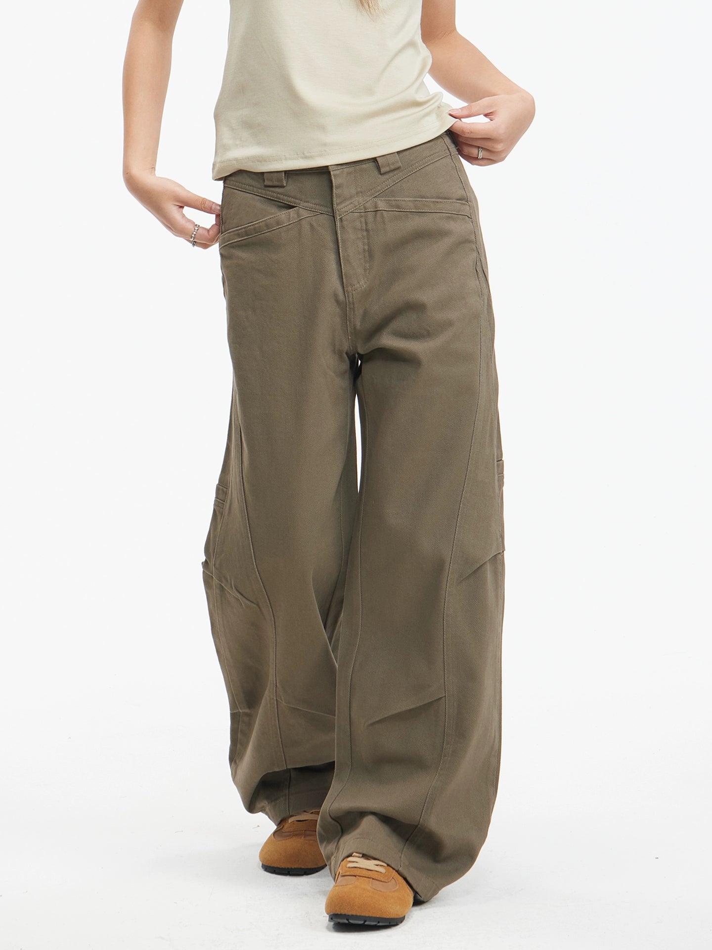 American retro deconstructed versatile casual trousers women's vibe design sense cargo pants