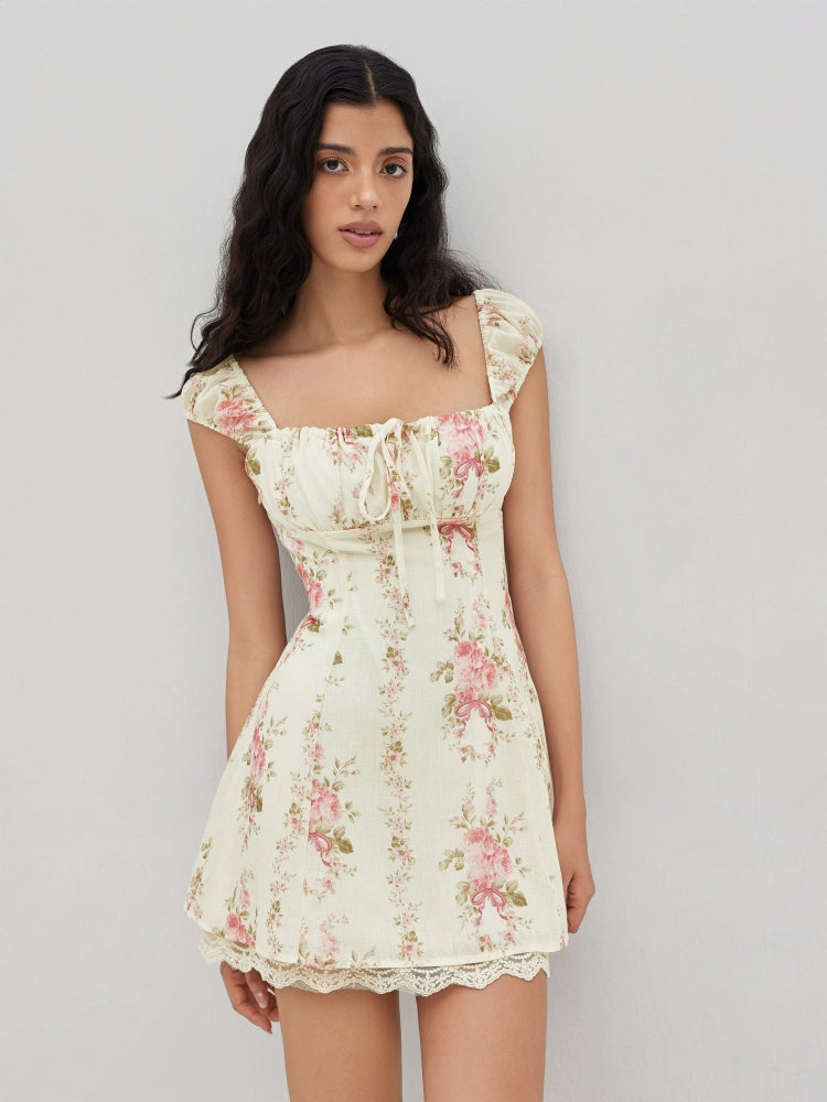 Star same genuine French sundress summer floral slip mini dress