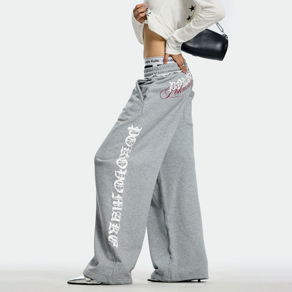 Gothic American trendy brand wide-leg sweatpants for men and women loose drape casual street dance sports pants