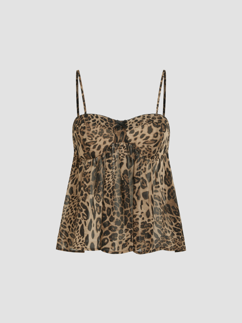 Vintage Square Neck Leopard Print Camisole Bow Spice Girl Camisole Top