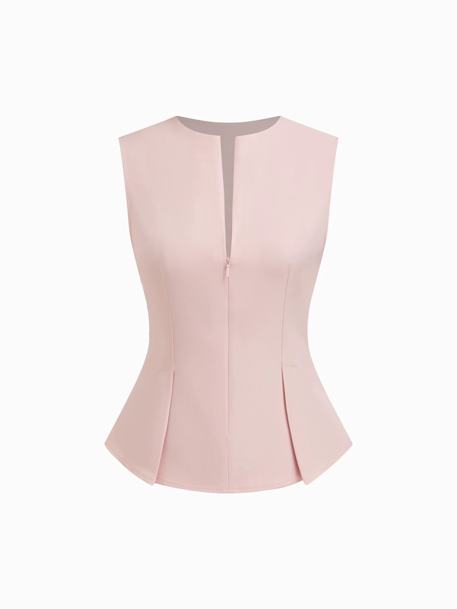Half Zip Pleated Temperament Sleeveless Vest Top