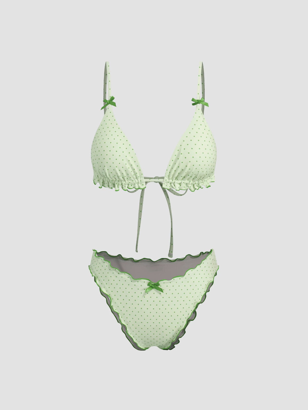 Ruffled Bow Hanging Neck Polo V-Neck Bikini suit