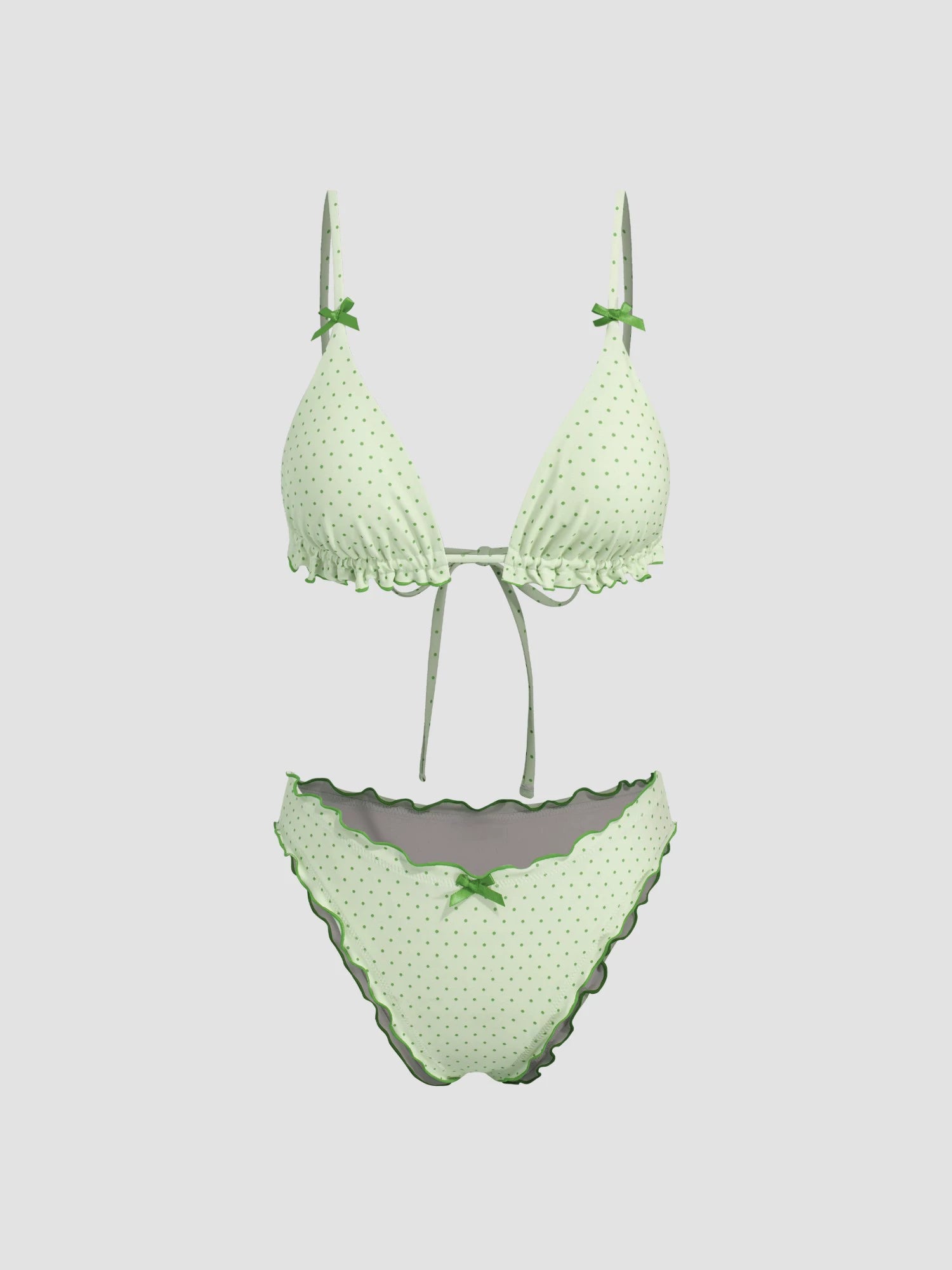 Ruffled Bow Hanging Neck Polo V-Neck Bikini suit